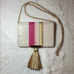 Kate Landry Leather Crossbody Cream, Pink & Gold